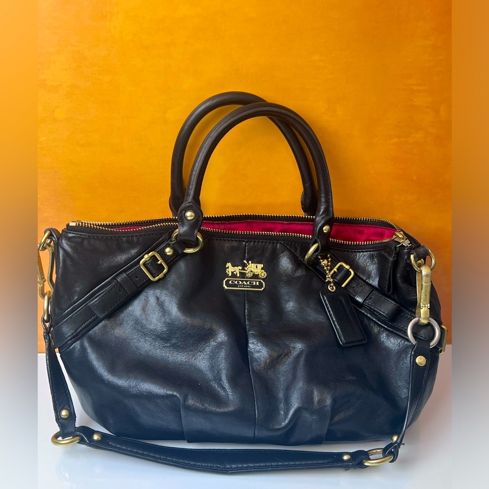 Coach 1941 Black Madison Satchel Handbag.